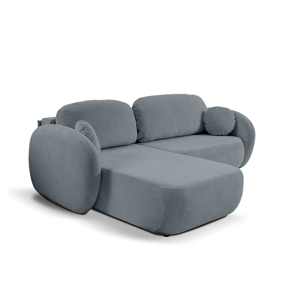 Narożnik z funkcją spania DL 248 cm w stylu nowoczesnym, tkanina Aragon | OLEMO Lewostronna Szaroniebieska Mgła (ARAGON 90)
