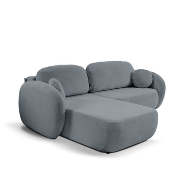 Narożnik z funkcją spania DL 248 cm w stylu nowoczesnym, tkanina Aragon | OLEMO Lewostronna Szaroniebieska Mgła (ARAGON 90)
