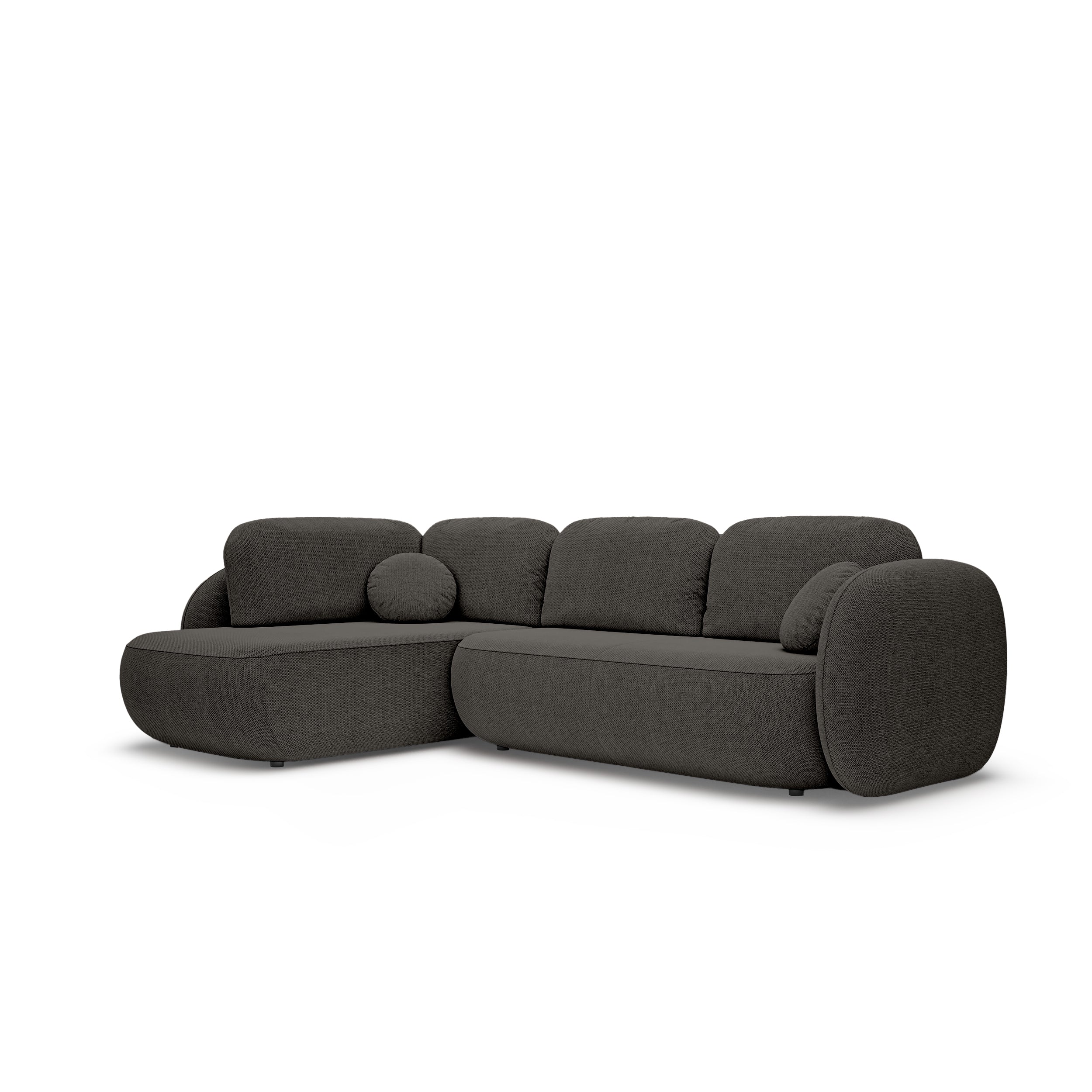 Narożnik z funkcją spania o powierzchni 123x250 w stylu organic modern | OLEMO Lewostronny Bazaltowy Brąz (ARAGON 97)