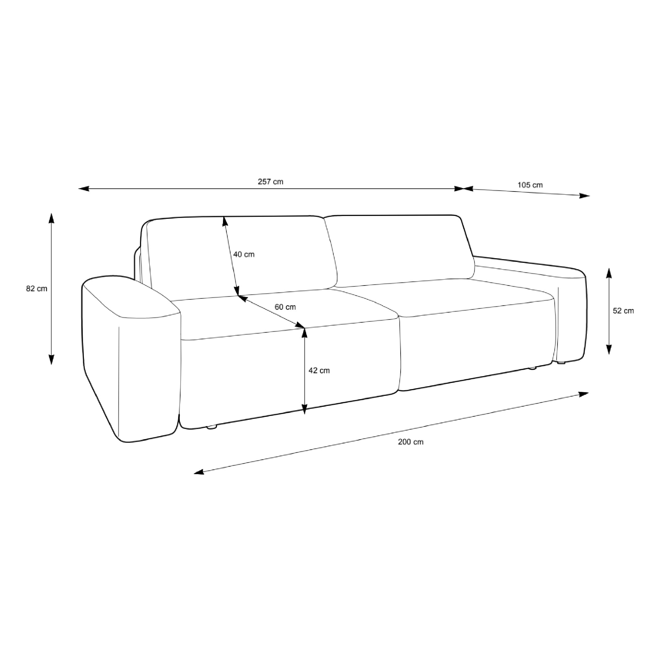 Sofa z funkcją spania 200x136 z pojemnikiem DL| Bamby