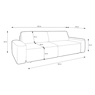 Sofa z funkcją spania 200x136 z pojemnikiem DL| Bamby