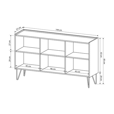 Komoda 144x83 w stylu glamour - blat marmur Black Royal, push-to-open, złote nogi | Ballada