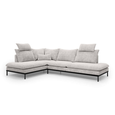 Narożnik Premium 4-osobowy 293×198 cm w stylu eleganckim | Leafy Lewostronna Lniany Popiół (CREMONA 02)