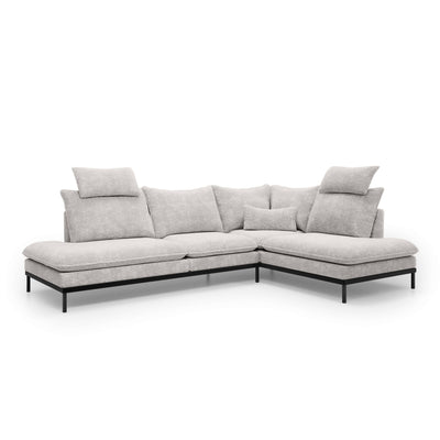 Narożnik Premium 4-osobowy 293×198 cm w stylu eleganckim | Leafy Prawostronna Lniany Popiół (CREMONA 02)