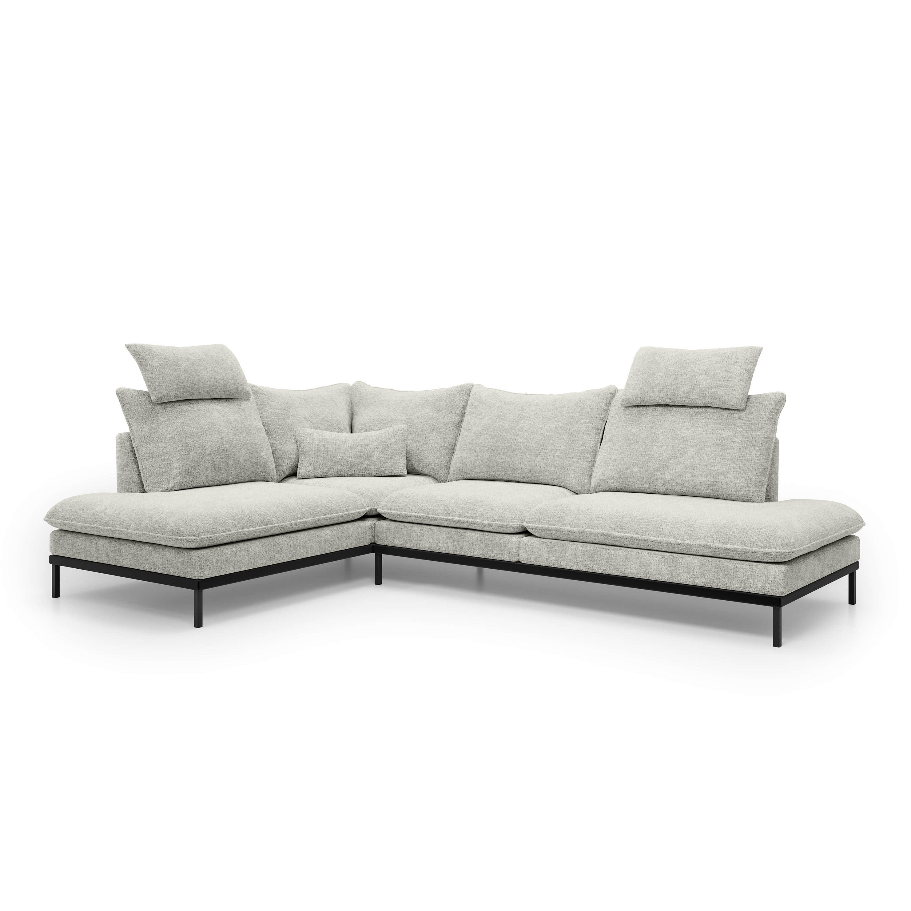 Narożnik Premium 4-osobowy 293×198 cm w stylu eleganckim | Leafy Lewostronna Szary Płomień (CREMONA 04)
