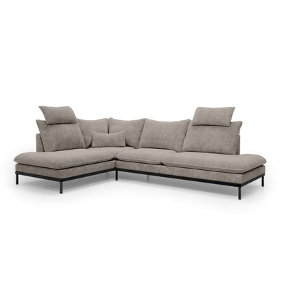 Narożnik Premium 4-osobowy 293×198 cm w stylu eleganckim | Leafy Lewostronna Przygaszona Sepia (CREMONA 24)