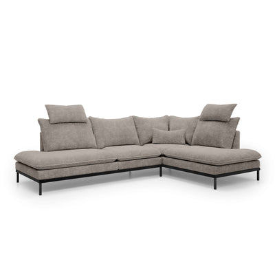 Narożnik Premium 4-osobowy 293×198 cm w stylu eleganckim | Leafy Prawostronna Przygaszona Sepia (CREMONA 24)
