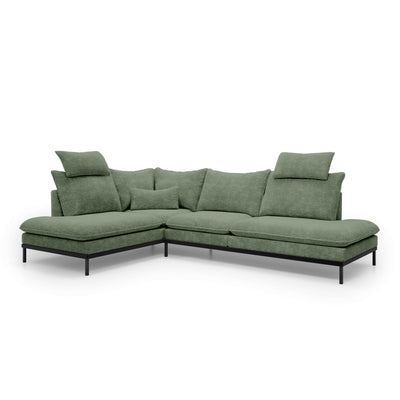 Narożnik Premium 4-osobowy 293×198 cm w stylu eleganckim | Leafy Lewostronna Ziołowa Szarość (CREMONA 34)