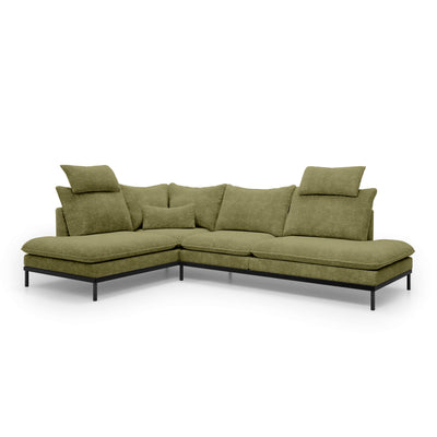 Narożnik Premium 4-osobowy 293×198 cm w stylu eleganckim | Leafy Lewostronna Złote Listowie (CREMONA 38)