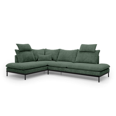 Narożnik Premium 4-osobowy 293×198 cm w stylu eleganckim | Leafy Lewostronna Leśny Cień (CREMONA 39)