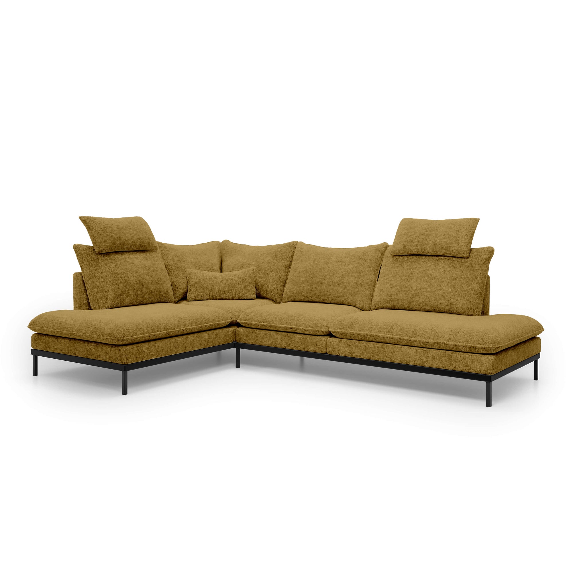 Narożnik Premium 4-osobowy 293×198 cm w stylu eleganckim – Tkanina Cremona, pianka PU, miękkie poduchy | Leafy Lewostronna Miodowy Brąz (CREMONA 48)