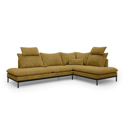 Narożnik Premium 4-osobowy 293×198 cm w stylu eleganckim | Leafy Prawostronna Miodowy Brąz (CREMONA 48)