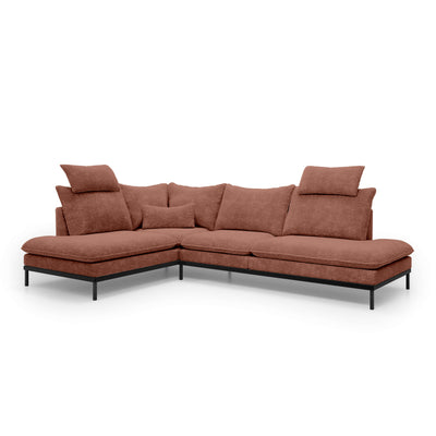 Narożnik Premium 4-osobowy 293×198 cm w stylu eleganckim | Leafy Lewostronna Karmelowa Ochra (CREMONA 52)