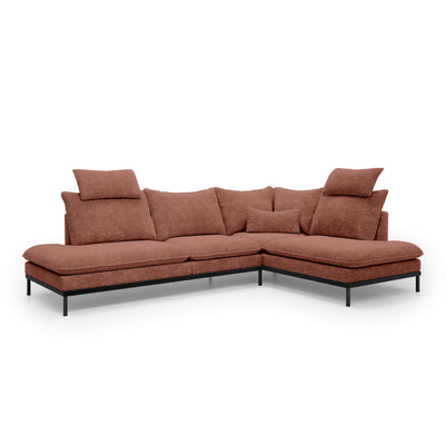 Narożnik Premium 4-osobowy 293×198 cm w stylu eleganckim | Leafy Prawostronna Karmelowa Ochra (CREMONA 52)