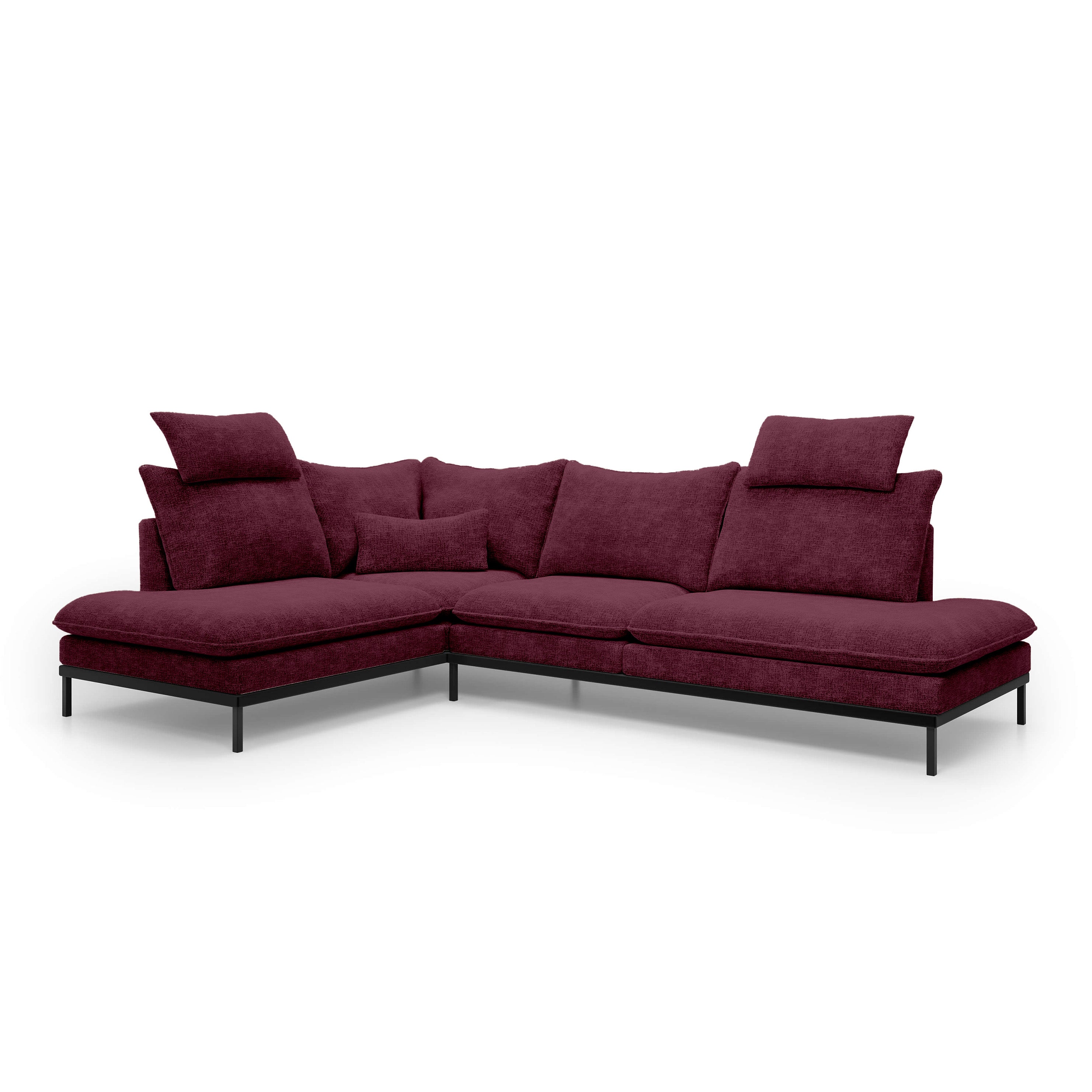 Narożnik Premium 4-osobowy 293×198 cm w stylu eleganckim | Leafy Lewostronna Rubinowy Popiół (CREMONA 59)