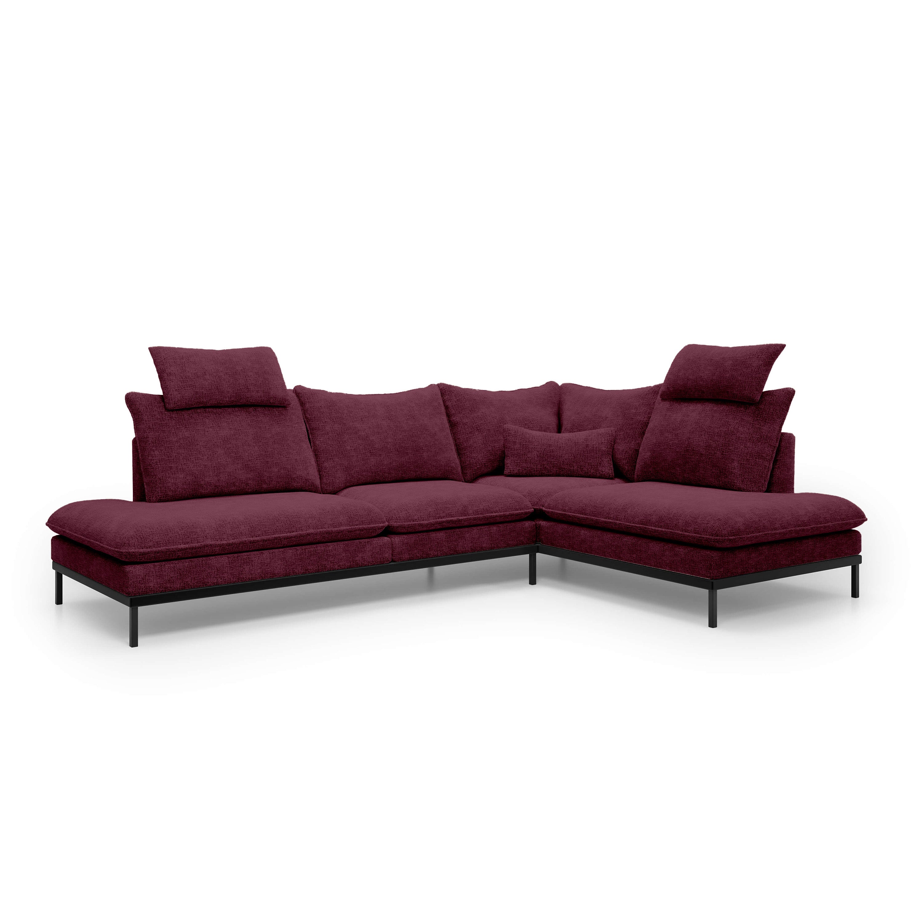 Narożnik Premium 4-osobowy 293×198 cm w stylu eleganckim | Leafy Prawostronna Rubinowy Popiół (CREMONA 59)
