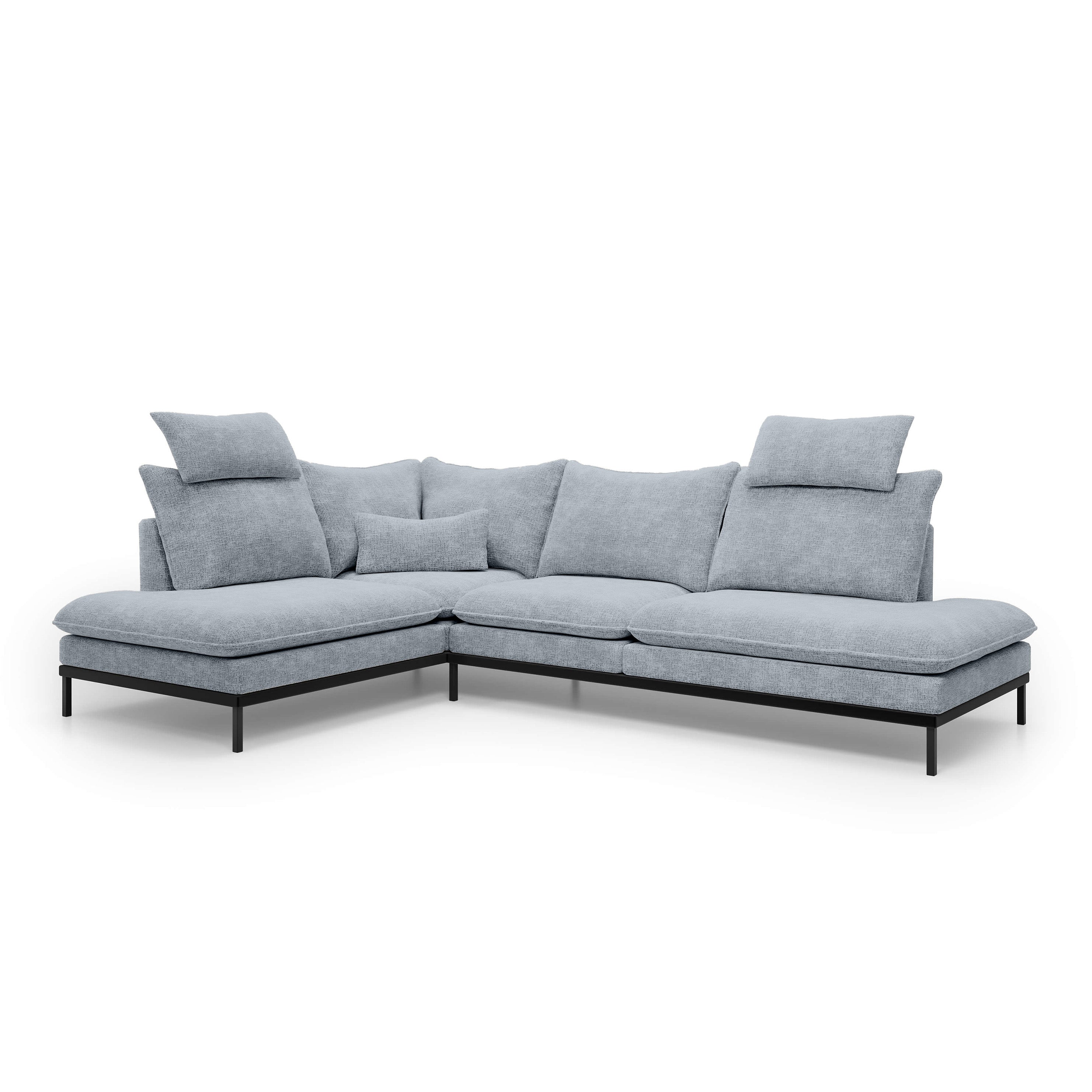 Narożnik Premium 4-osobowy 293×198 cm w stylu eleganckim | Leafy Lewostronna Mglisty Ocean (CREMONA 70)