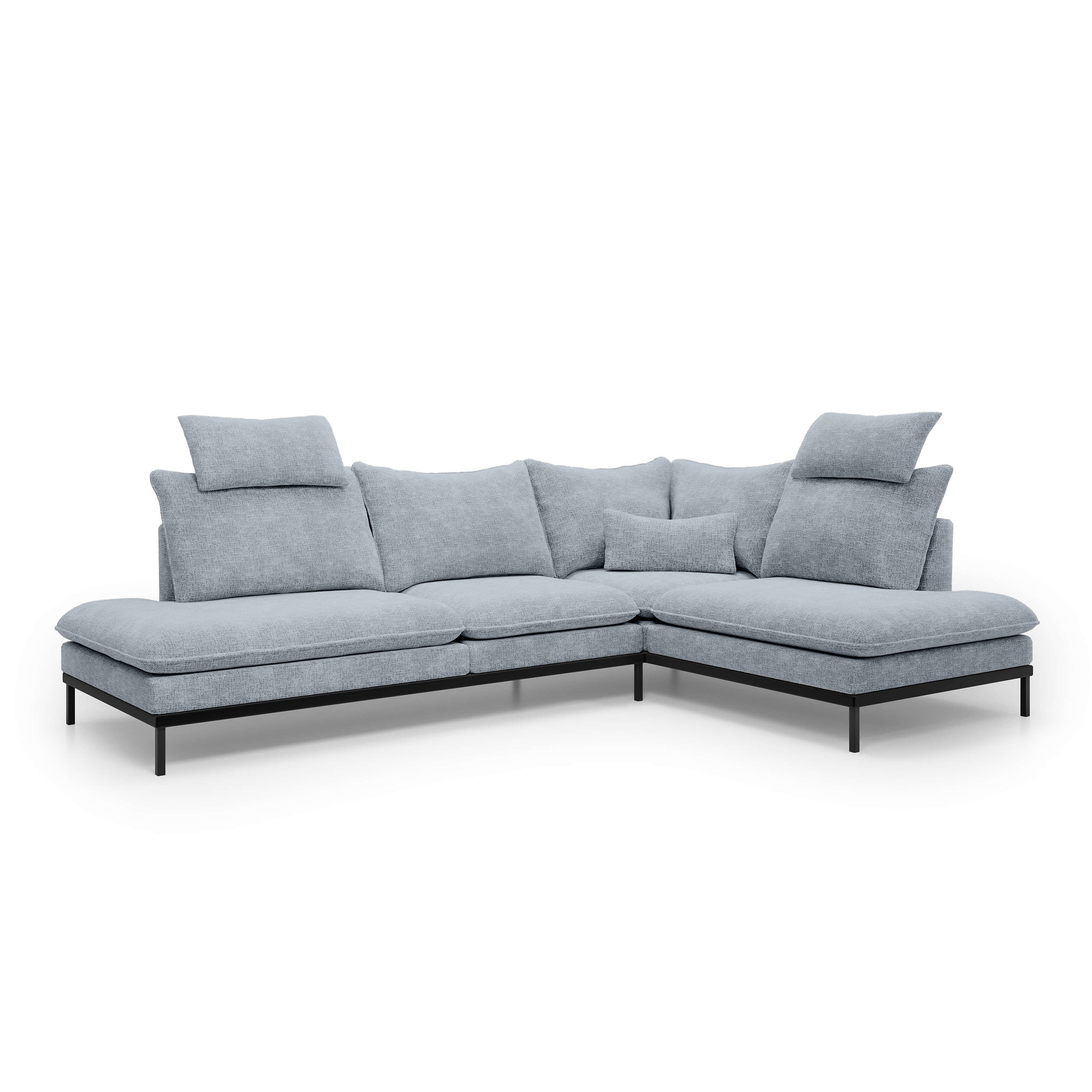 Narożnik Premium 4-osobowy 293×198 cm w stylu eleganckim | Leafy Prawostronna Mglisty Ocean (CREMONA 70)