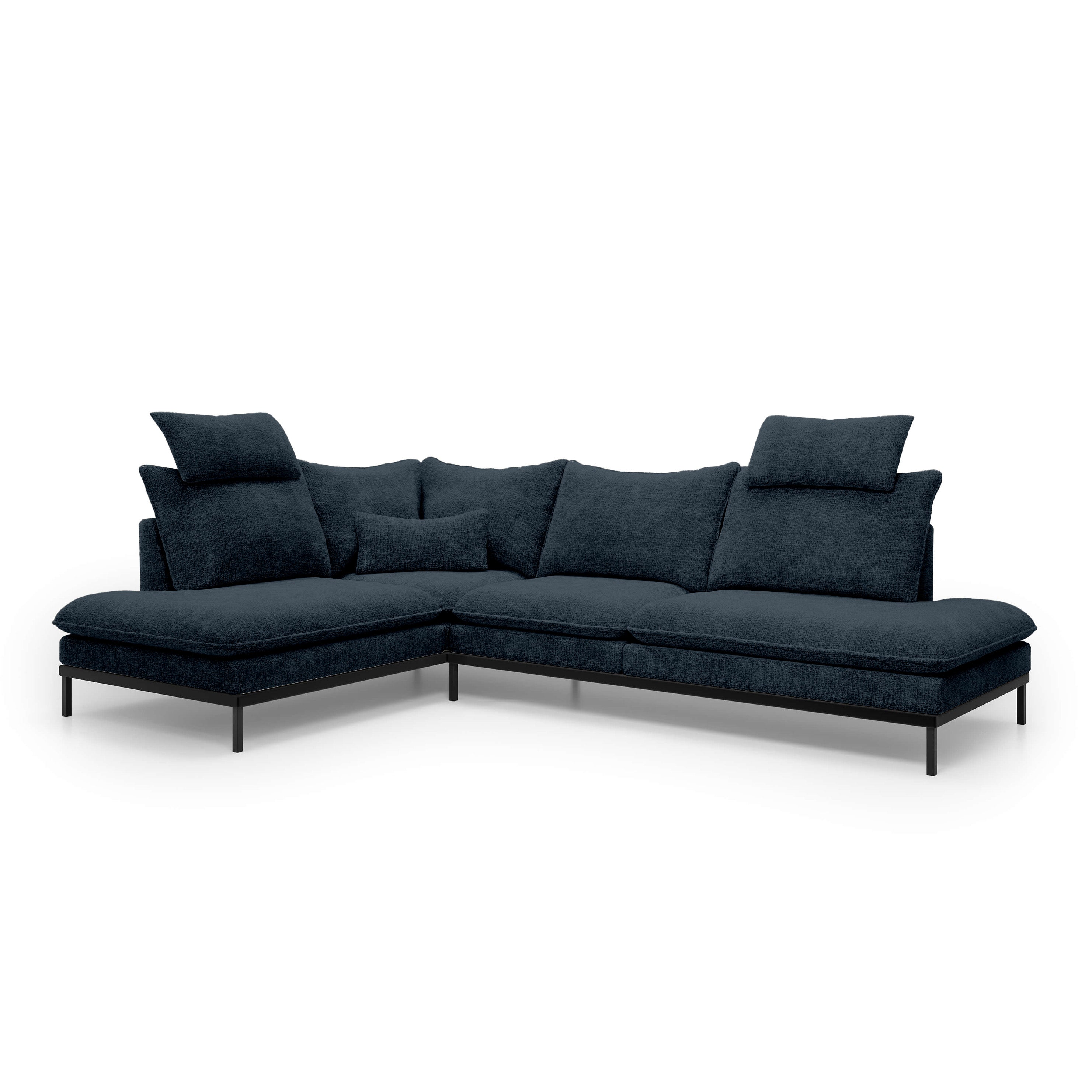 Narożnik Premium 4-osobowy 293×198 cm w stylu eleganckim | Leafy Lewostronna Nocny Granit (CREMONA 79)