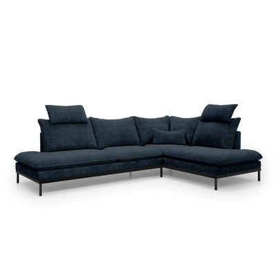 Narożnik Premium 4-osobowy 293×198 cm w stylu eleganckim | Leafy Prawostronna Nocny Granit (CREMONA 79)