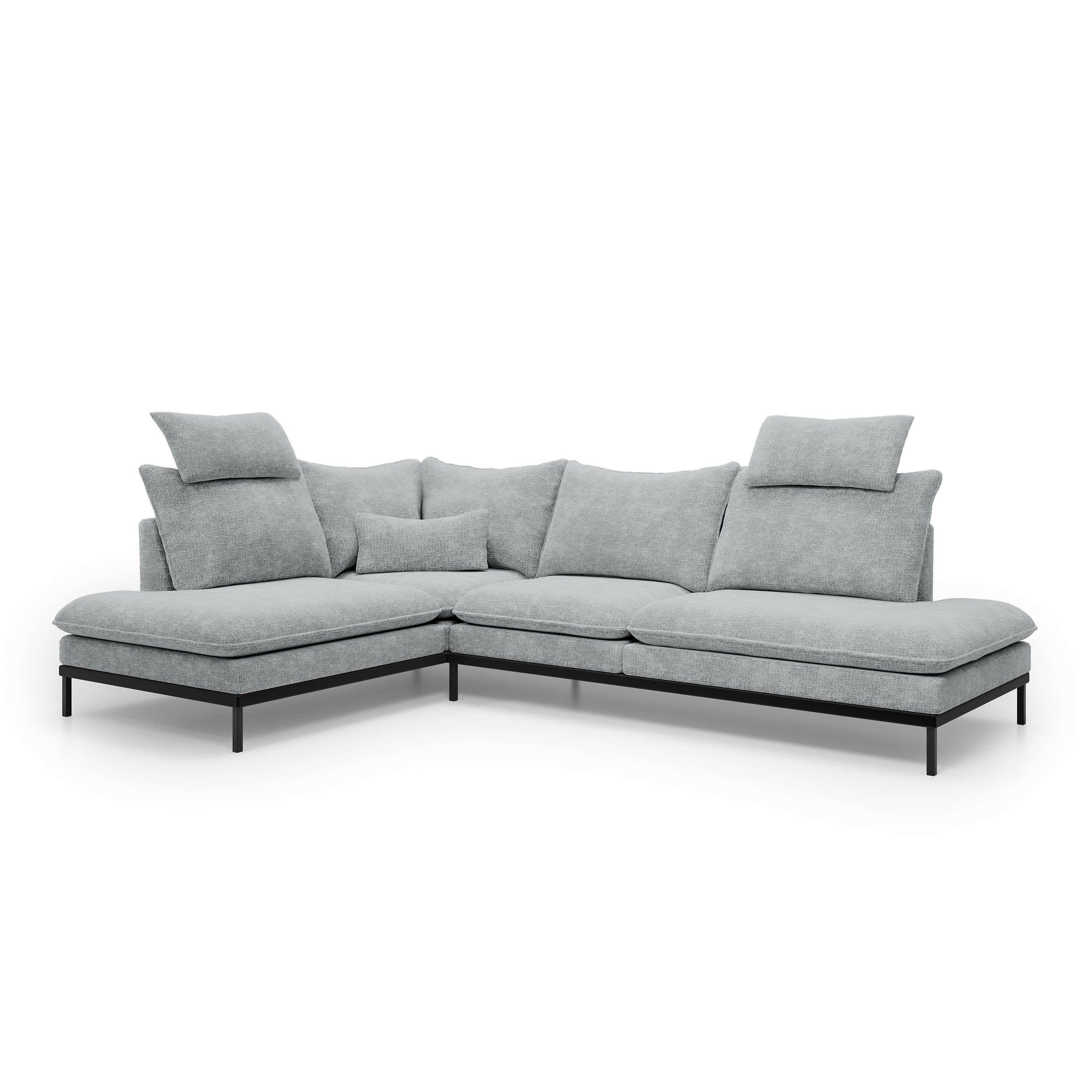 Narożnik Premium 4-osobowy 293×198 cm w stylu eleganckim | Leafy Lewostronna Stalowa Perła (CREMONA 81)