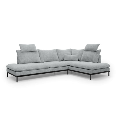 Narożnik Premium 4-osobowy 293×198 cm w stylu eleganckim | Leafy Prawostronna Stalowa Perła (CREMONA 81)