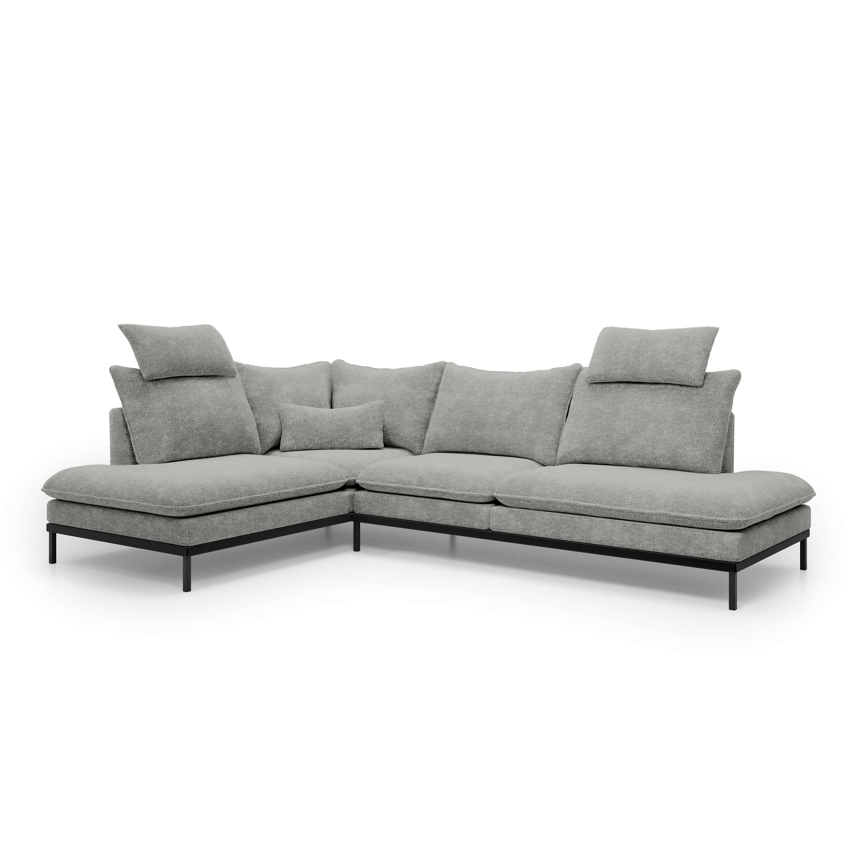Narożnik Premium 4-osobowy 293×198 cm w stylu eleganckim | Leafy Lewostronna Popielisty Taupe (CREMONA 85)