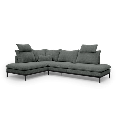 Narożnik Premium 4-osobowy 293×198 cm w stylu eleganckim | Leafy Lewostronna Kamienny Popiół (CREMONA 93)