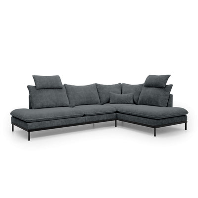 Narożnik Premium 4-osobowy 293×198 cm w stylu eleganckim | Leafy Prawostronna Grafitowa Mgła (CREMONA 95)