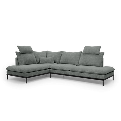 Narożnik Premium 4-osobowy 293×198 cm w stylu eleganckim | Leafy Lewostronna Szarość Dymu (CREMONA 96)