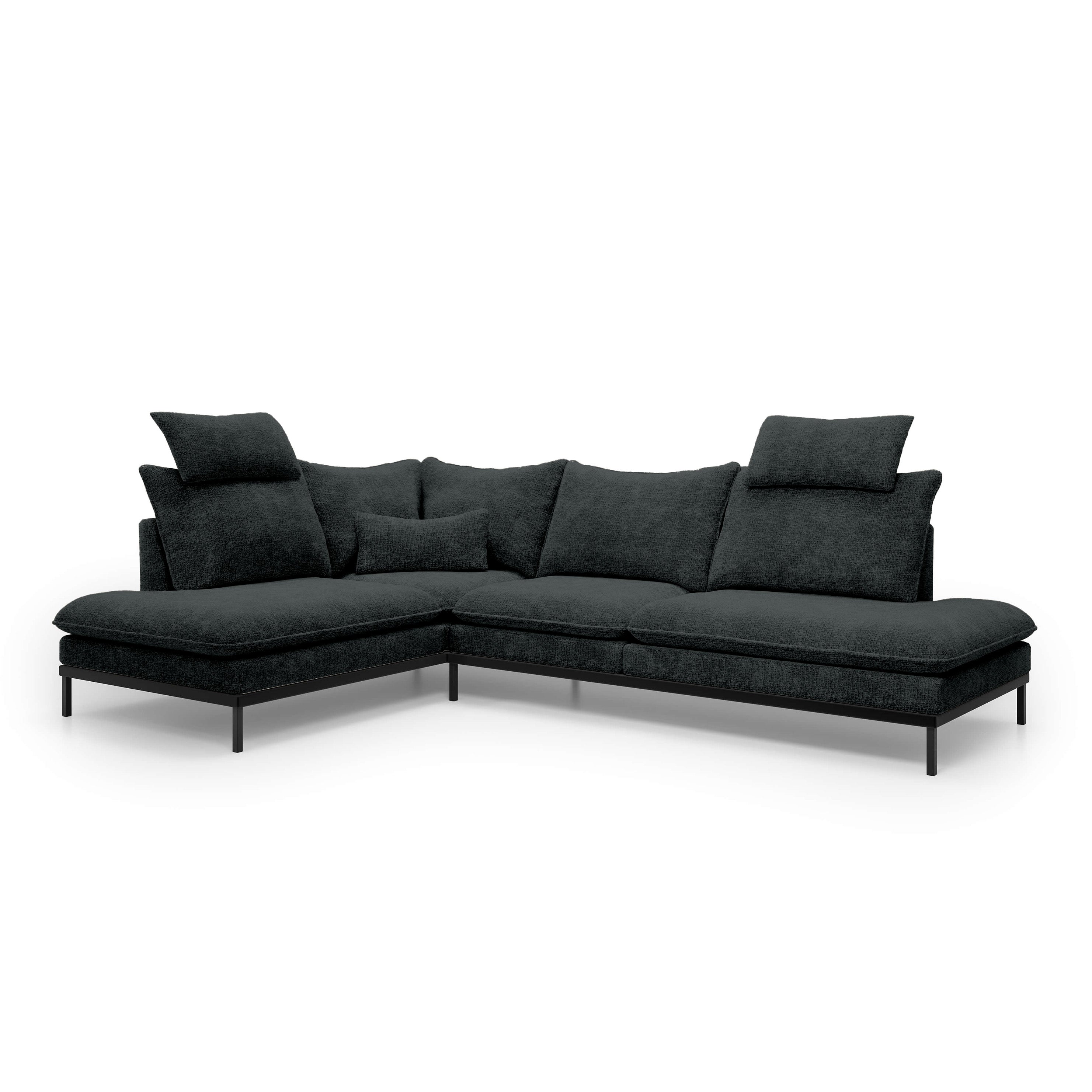 Narożnik Premium 4-osobowy 293×198 cm w stylu eleganckim | Leafy Lewostronna Węglowy Mat (CREMONA 97)