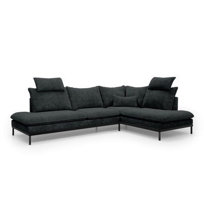 Narożnik Premium 4-osobowy 293×198 cm w stylu eleganckim | Leafy Prawostronna Węglowy Mat (CREMONA 97)
