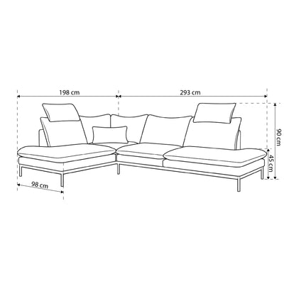 Narożnik Premium 4-osobowy 293×198 cm w stylu eleganckim | Leafy