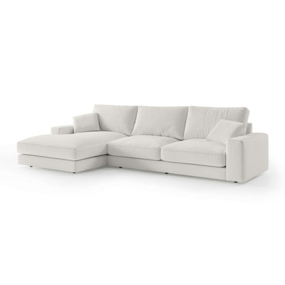 Narożnik 4–5 osobowy Premium w stylu minimalistycznym | Harvesty Lewostronna Porcelanowa Biel (ARAGON 01)