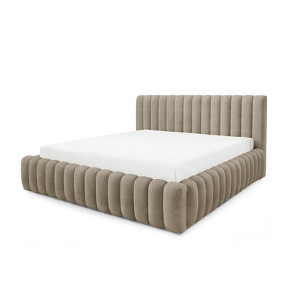 Łóżko tapicerowane z pojemnikiem w stylu modern soft, tkanina Coral | Pastel