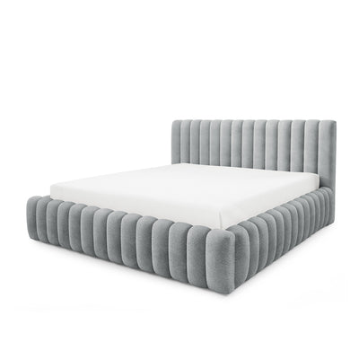 Łóżko tapicerowane z pojemnikiem w stylu modern soft, tkanina Coral | Pastel