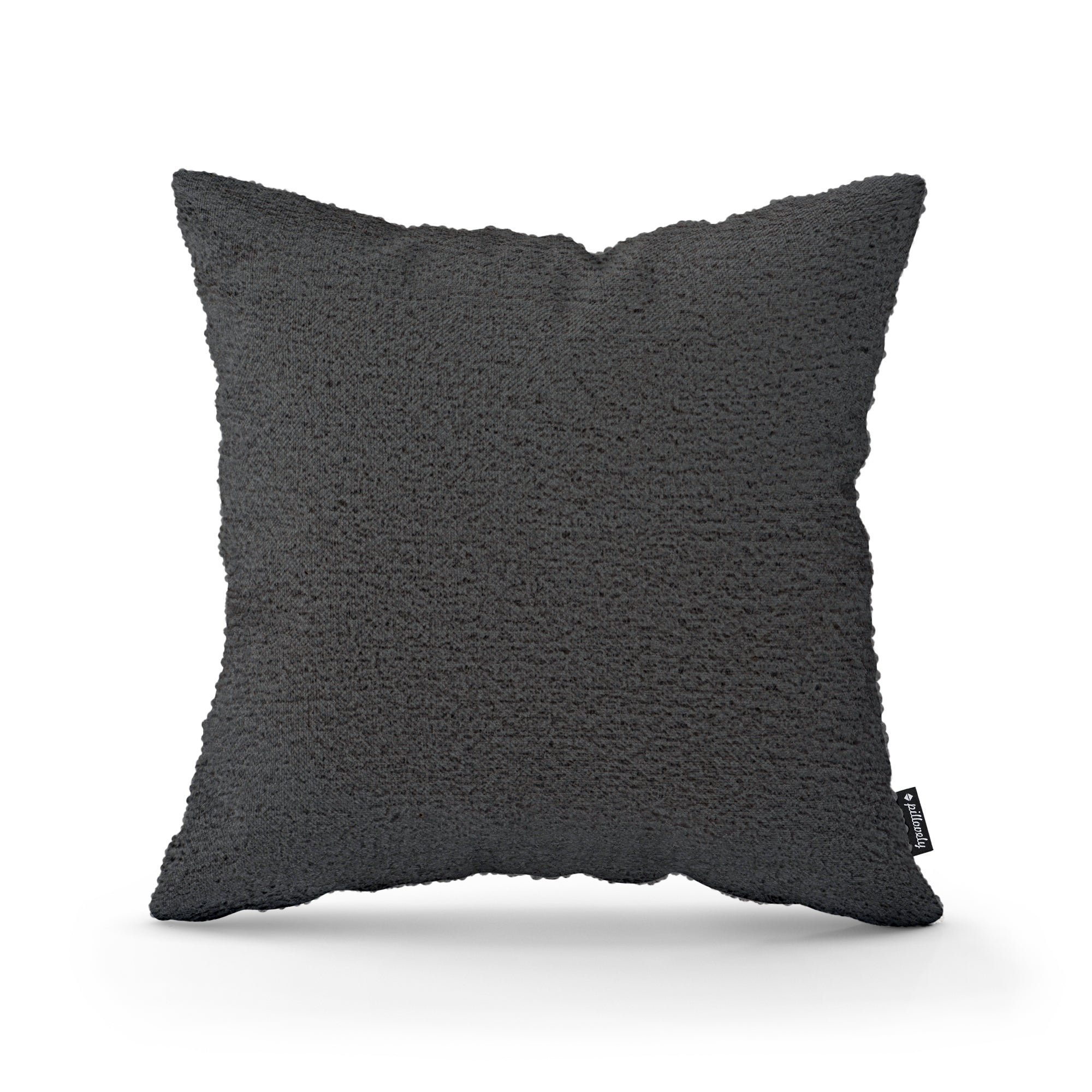 Poduszka dekoracyjna 45×45 cm w stylu scandi i japandi – Tkanina Coral 100% PES, przytulna struktura | Baranek Grafitowy Cień (CORAL 80)
