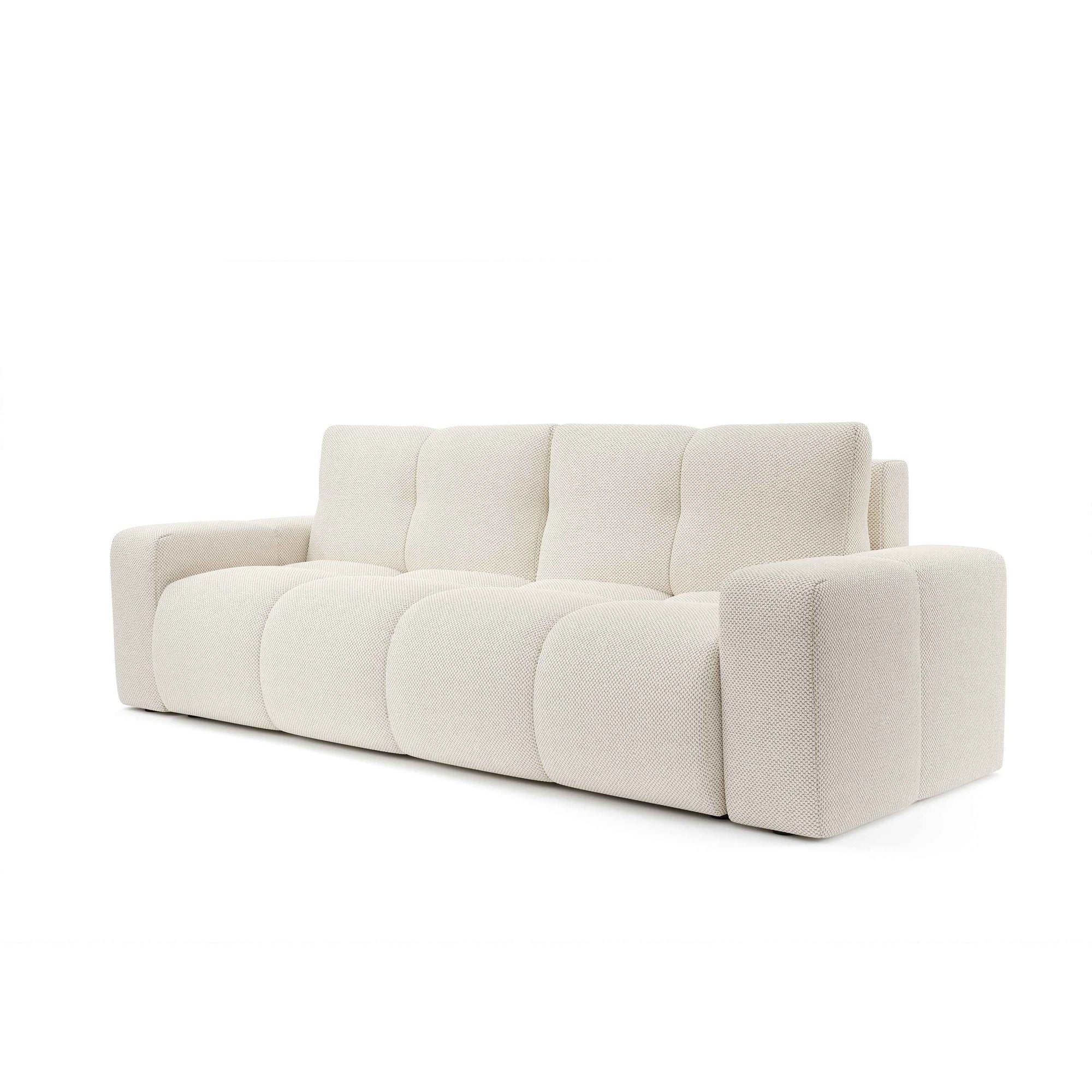 Sofa 3-osobowa z funkcją spania 149x200 z pojemnikiem w stylu nowoczesnym – automat wspomagający | SOSO Piaskowe Płatki (CURIO 09)