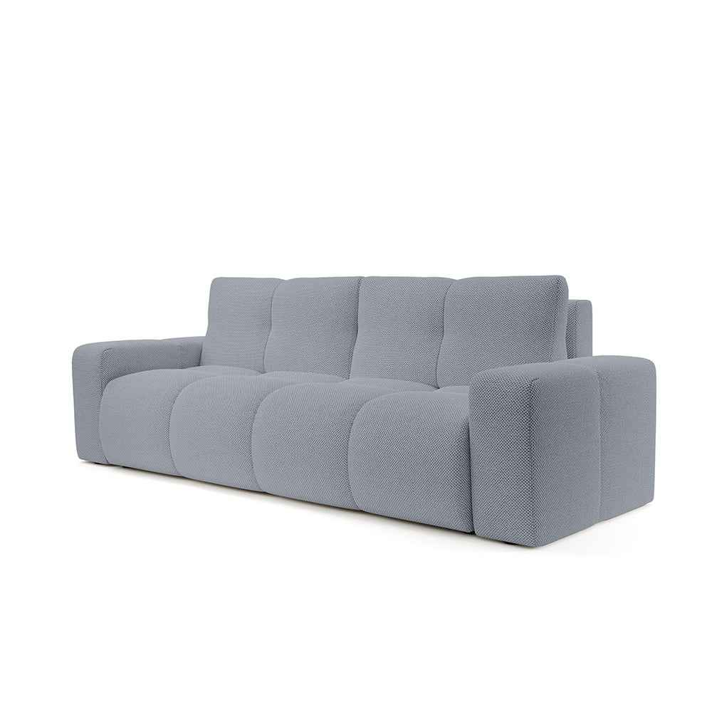 Sofa 3-osobowa z funkcją spania 149x200 z pojemnikiem w stylu nowoczesnym – automat wspomagający | SOSO Srebrny Horyzont (CURIO 70)