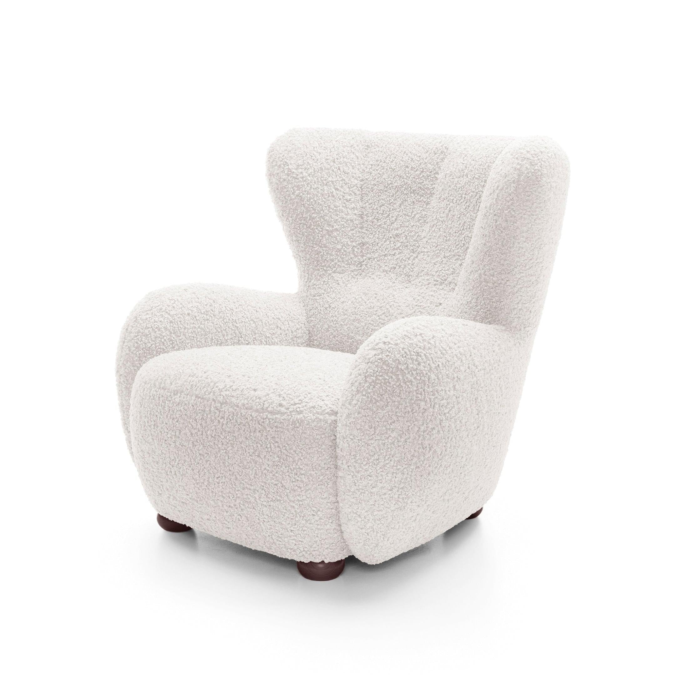 Fotel 88 cm do relaksu w stylu skandynawskim | Tedi Jasny Pergamin (ROLF 04) Orzech