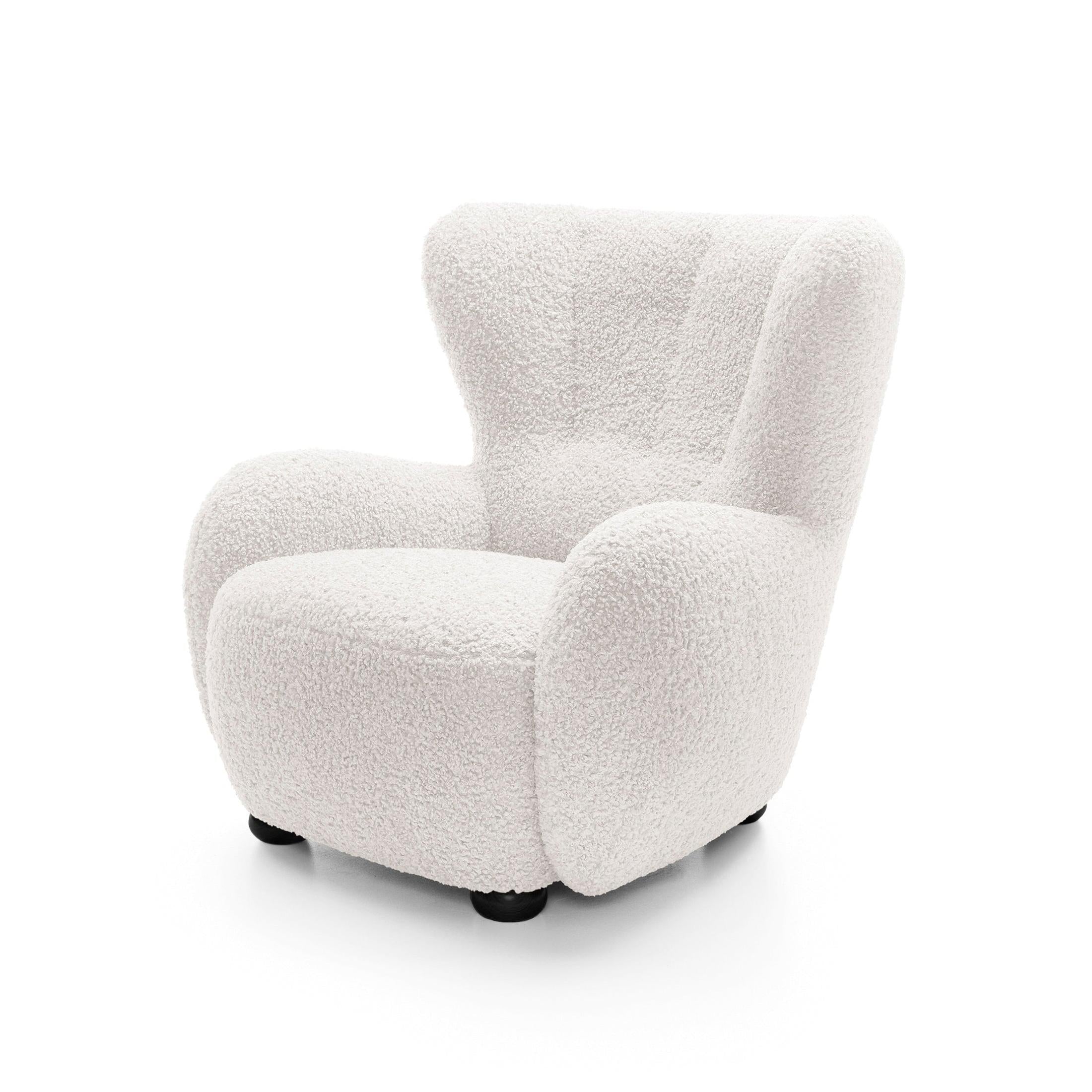 Fotel 88 cm do relaksu w stylu skandynawskim | Tedi Jasny Pergamin (ROLF 04) Czarny