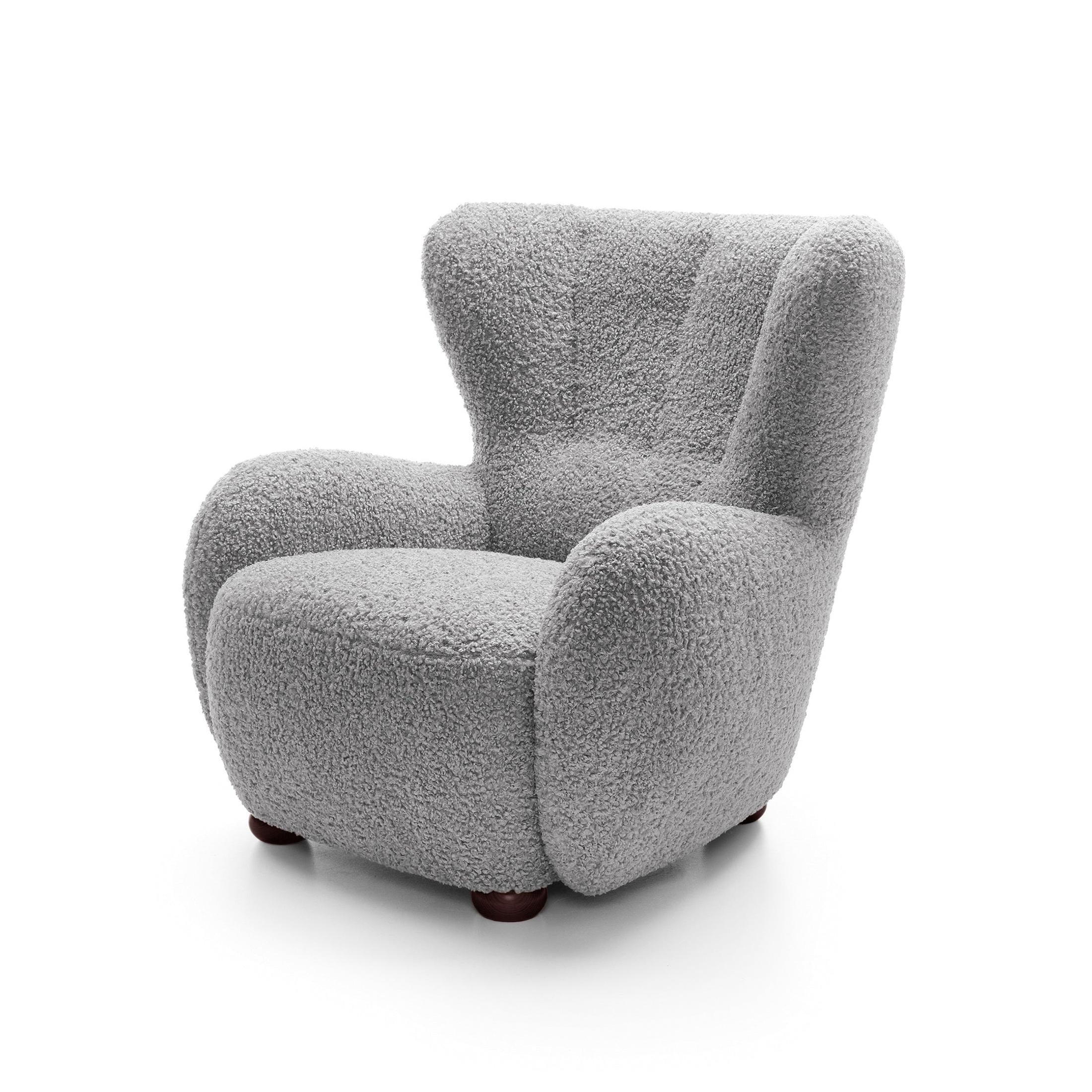 Fotel 88 cm do relaksu w stylu skandynawskim | Tedi Popielisty Grafit (ROLF 06) Orzech