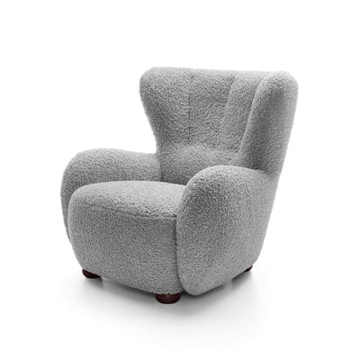 Fotel 88 cm do relaksu w stylu skandynawskim | Tedi Popielisty Grafit (ROLF 06) Orzech
