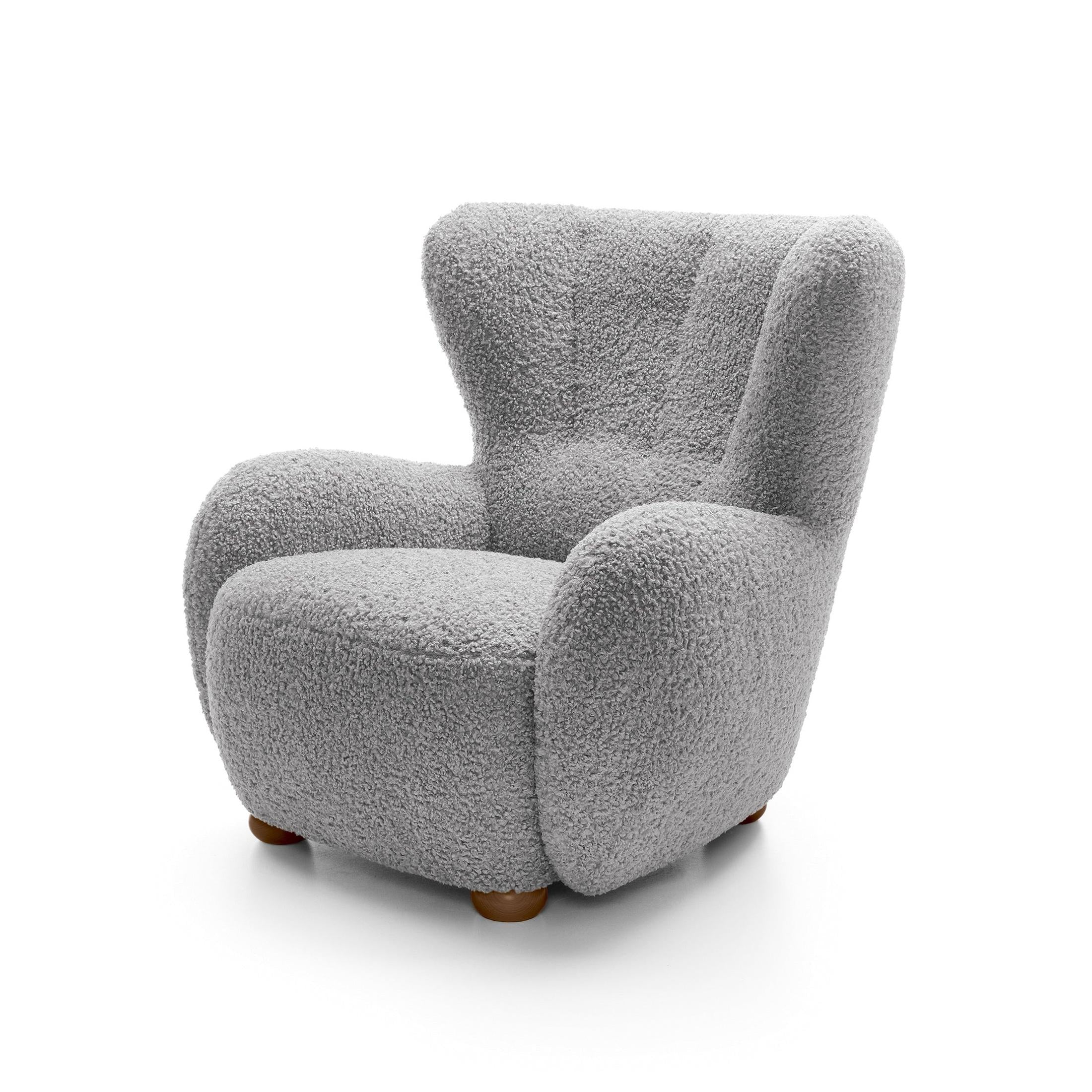 Fotel 88 cm do relaksu w stylu skandynawskim | Tedi Popielisty Grafit (ROLF 06) Dąb