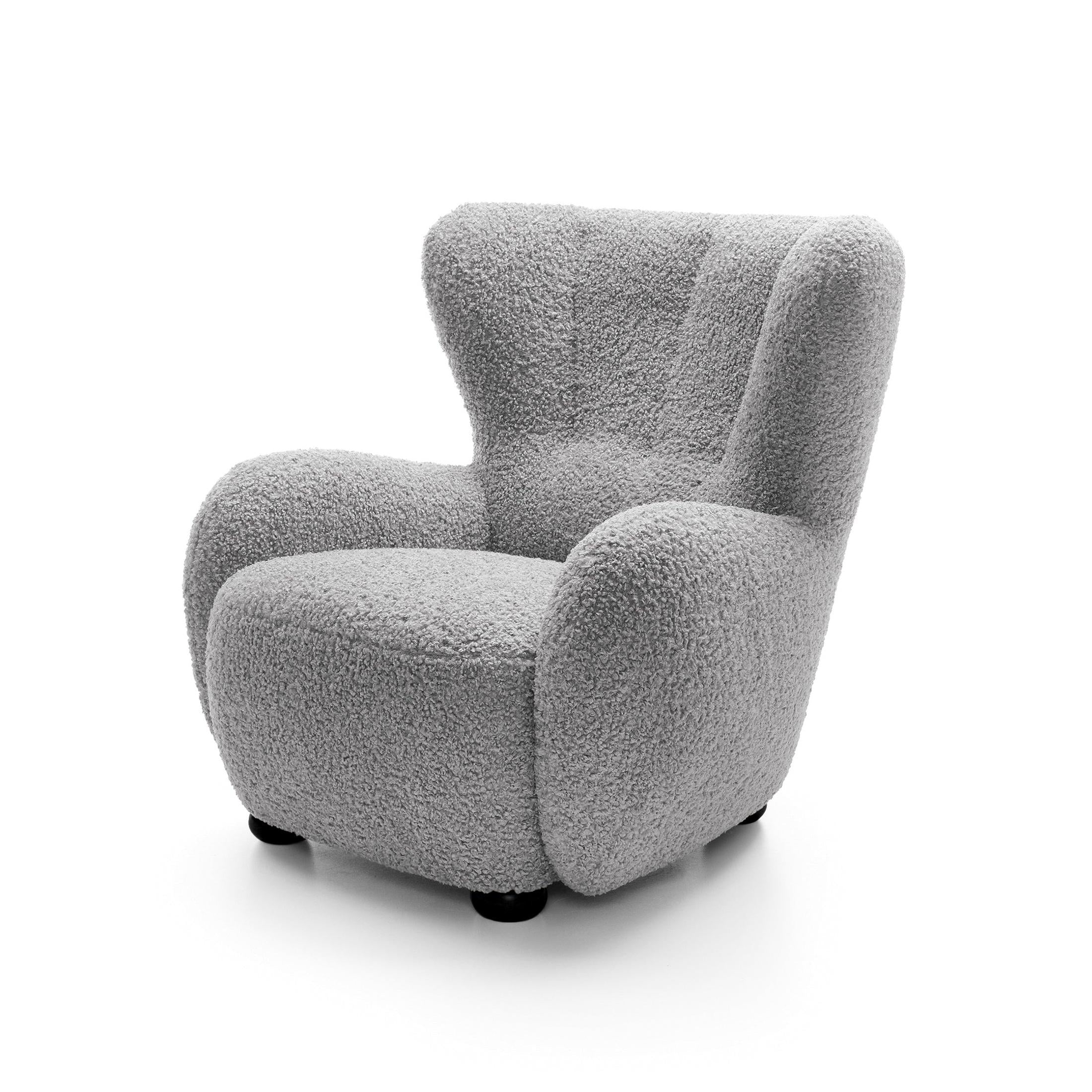 Fotel 88 cm do relaksu w stylu skandynawskim | Tedi Popielisty Grafit (ROLF 06) Czarny