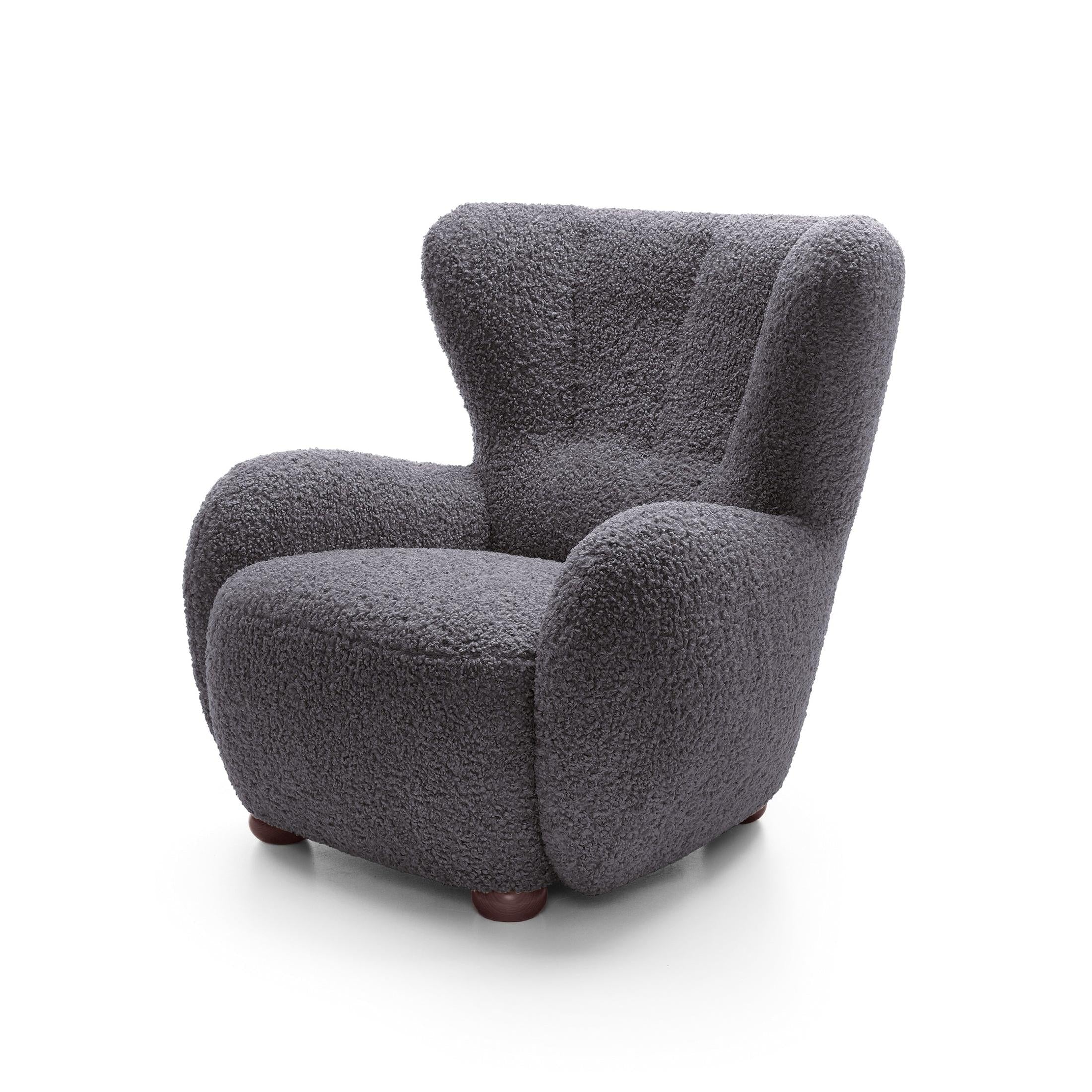Fotel 88 cm do relaksu w stylu skandynawskim | Tedi Czarny Heban (ROLF 08) Orzech