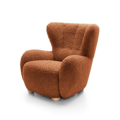 Fotel 88 cm do relaksu w stylu skandynawskim | Tedi Mahoniowy Mat (ROLF 10) Buk