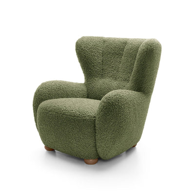 Fotel 88 cm do relaksu w stylu skandynawskim | Tedi Oliwkowa Zieleń (ROLF 14) Dąb