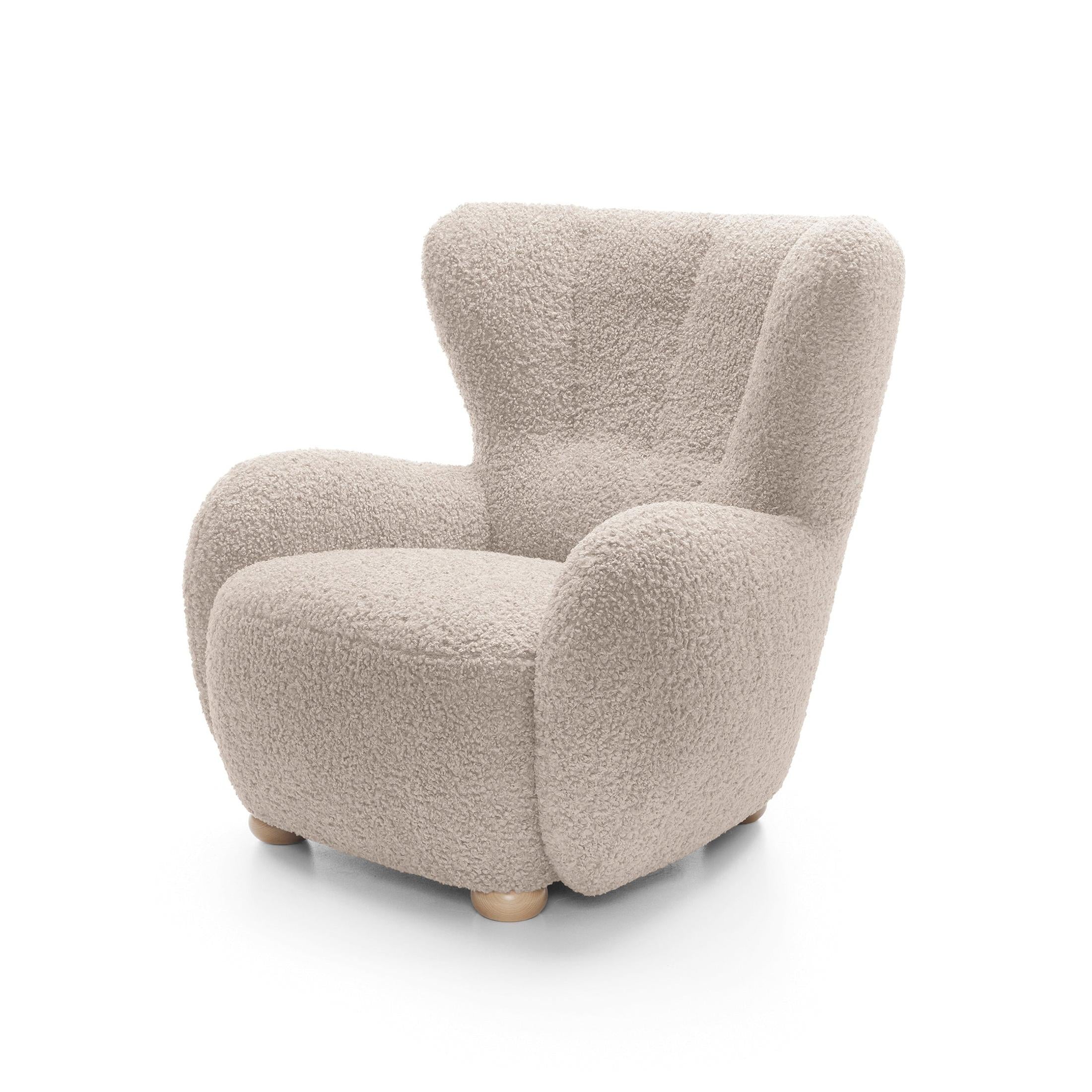 Fotel 88 cm do relaksu w stylu skandynawskim | Tedi Karmelowy Piasek (ROLF 02) Buk