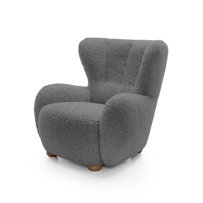 Fotel 88 cm do relaksu w stylu skandynawskim | Tedi Bazaltowy Brąz (ROLF 07) Dąb